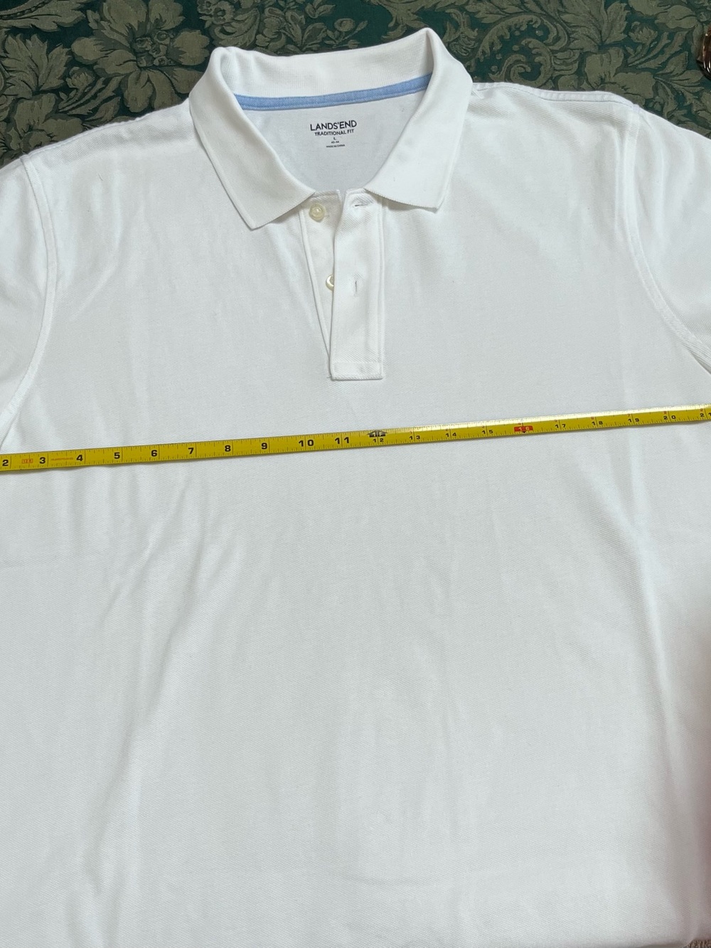 Lands' End Men's White Short-Sleeve Polo